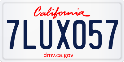 CA license plate 7LUX057