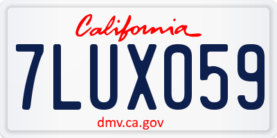 CA license plate 7LUX059