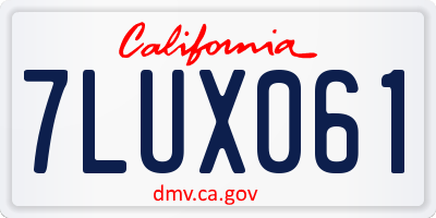 CA license plate 7LUX061