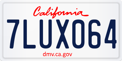 CA license plate 7LUX064