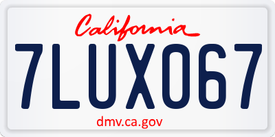 CA license plate 7LUX067