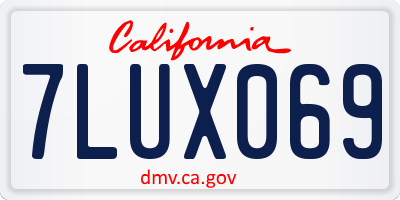 CA license plate 7LUX069