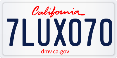 CA license plate 7LUX070