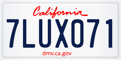 CA license plate 7LUX071