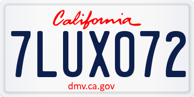 CA license plate 7LUX072