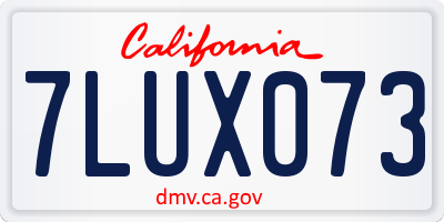 CA license plate 7LUX073