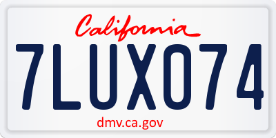 CA license plate 7LUX074