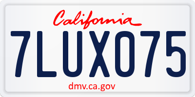 CA license plate 7LUX075