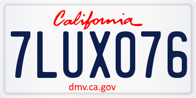 CA license plate 7LUX076