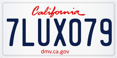 CA license plate 7LUX079