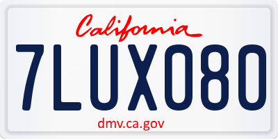 CA license plate 7LUX080