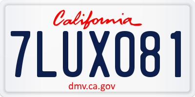 CA license plate 7LUX081