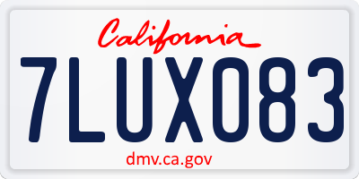 CA license plate 7LUX083