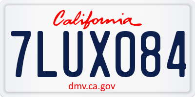 CA license plate 7LUX084