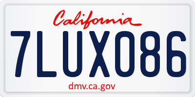CA license plate 7LUX086