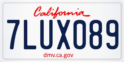 CA license plate 7LUX089