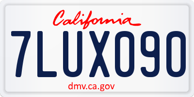 CA license plate 7LUX090