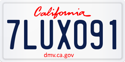 CA license plate 7LUX091
