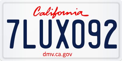 CA license plate 7LUX092