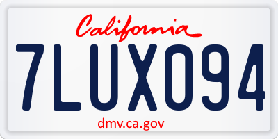CA license plate 7LUX094