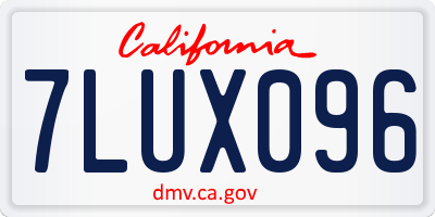 CA license plate 7LUX096