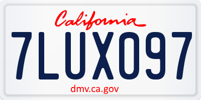 CA license plate 7LUX097