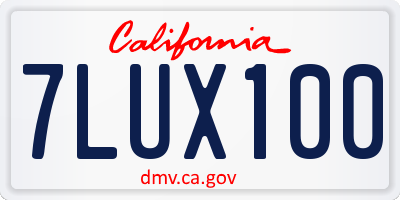 CA license plate 7LUX100