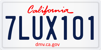 CA license plate 7LUX101