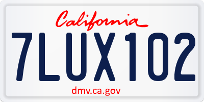 CA license plate 7LUX102