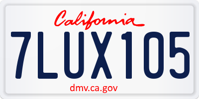 CA license plate 7LUX105