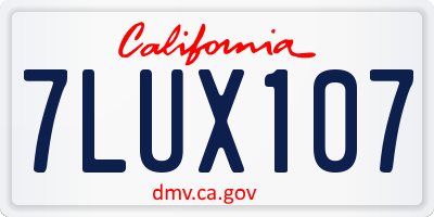 CA license plate 7LUX107