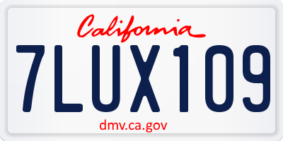 CA license plate 7LUX109
