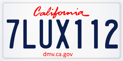 CA license plate 7LUX112