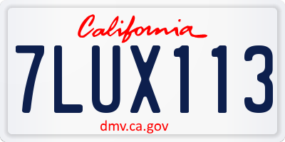 CA license plate 7LUX113