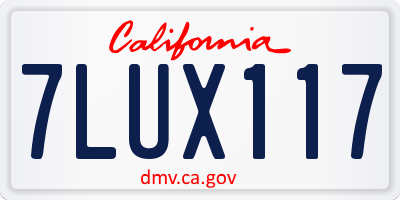 CA license plate 7LUX117