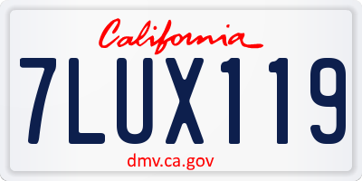 CA license plate 7LUX119