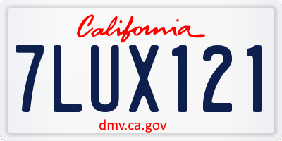 CA license plate 7LUX121