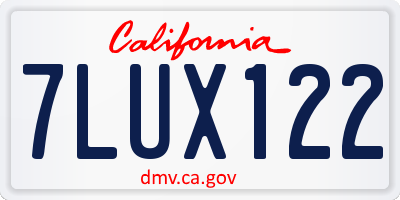 CA license plate 7LUX122