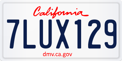 CA license plate 7LUX129
