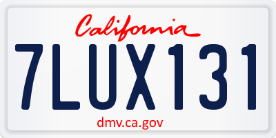 CA license plate 7LUX131