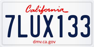 CA license plate 7LUX133