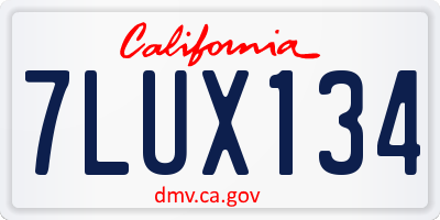 CA license plate 7LUX134