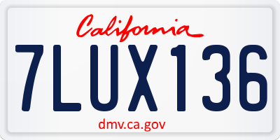 CA license plate 7LUX136