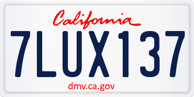 CA license plate 7LUX137
