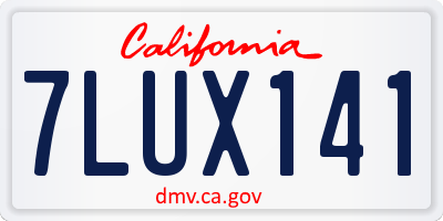 CA license plate 7LUX141