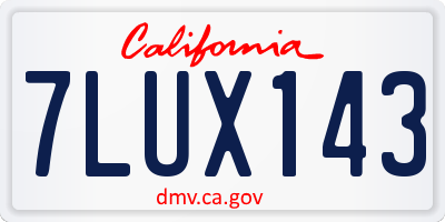 CA license plate 7LUX143