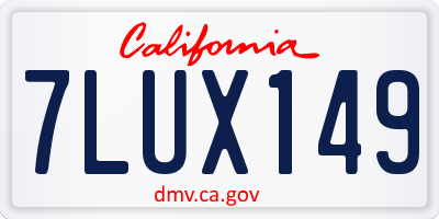CA license plate 7LUX149