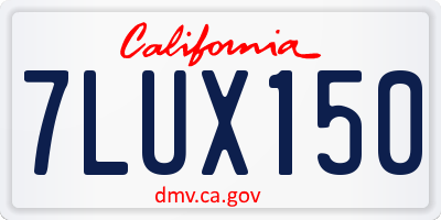 CA license plate 7LUX150