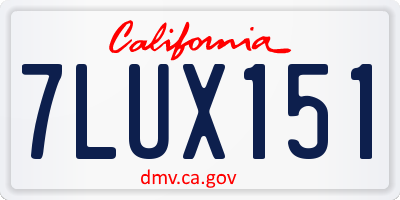 CA license plate 7LUX151