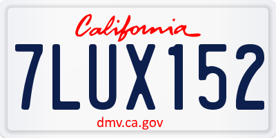 CA license plate 7LUX152